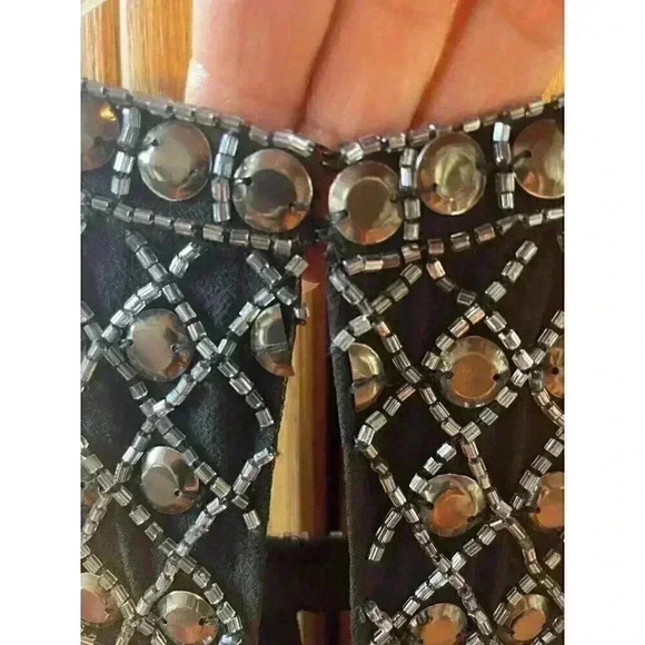 NWT Parker Short Sleeveless Black Sequin beaded Embellished Dress Size 10 - Picture 10 of 11